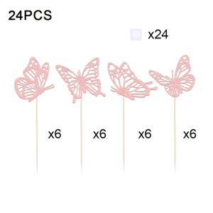 TEMU 24개 나비 케이크 토퍼 세트, 반짝이는 케이크 장식, 생일, 결혼식, 데이 파티 케이크 토퍼 장식, 케이크 장식