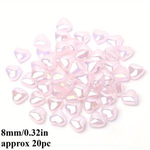 TEMU 8mm AB 핑크 하트 모양 유리 구슬 - 무지개 빛깔 플레이-오브-컬러, DIY 주얼리 만들기용 루스 스페이서 비즈, 귀걸이·목걸이·팔찌·펜던트 제작 공예 소품, 광택 질감