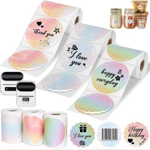TEMU 3개 롤의 50mm 색다른 라벨 열전사 라벨 종이 Phomemo M220 M200 M221 M110 P50 P80 P1 라벨 메이커에 적합, 1.96인치 x 1.96인치 방수 스티커 미니 프린터 종이, DIY 바코드 일기 노트 메모 접착 가격 열전사 종이