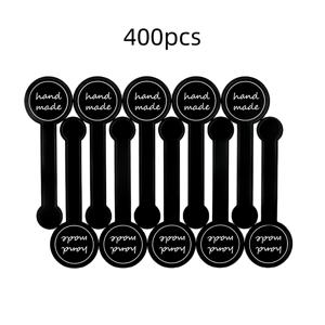 TEMU 400개 수제 자체 접착 밀봉 스티커 - 케이크 포장용 블랙 롱 스트립 라벨, 빵 상자, 푸딩 병 및 선물 상자 - 내구성 있는 종이 재질, 가정 주방 사용 및 베이킹에 완벽함 - 다기능적이고 미학적인 디자인의 스티커