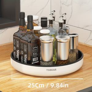 TEMU 향신료, 오일 및 식초용 360° 회전 주방 정리 트레이 – 홈 키친 액세서리에 완벽한 다중 구획이 있는 화이트 플라스틱 카운터탑 스토리지 랙