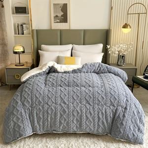 TEMU 1pc 초소프트 태프티 겨울 이불 - 두꺼운, 따뜻하고 편안한 단색 이불 디자인, 기계 세탁 가능 - 침실과 손님 방에 완벽함 (이불만, 베개 케이스 또는 시트 없음), 겨울 편안함 | 이불 질감 | 기계 세탁 가능 커버, 겨울 침구|이불