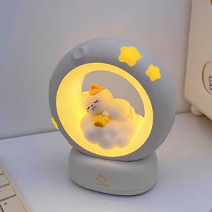 TEMU 1개 귀여운 수면 고양이 팻 라이트 - USB 충전식, 3단계 밝기, 터치 컨트롤, 침실 야간용 따뜻한 흰색 조명, 생일 및 휴일 완벽한 선물, 침실 야간 조명 | 재미있는 디자인 | USB 충전식 램프, 고양이 장식