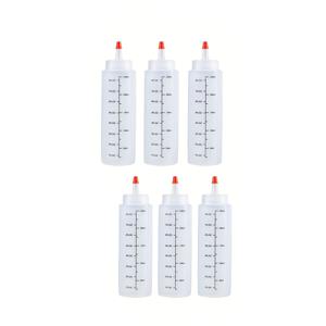 TEMU 6개 8oz 짜는 병과 빨간 뚜껑 - PVC-Free 식품 등급 PE 조미료 병, 샐러드 드레싱, 케첩, 소금장, 아이싱, 쿠키 장식 및 더 - 손세척만, 주방 및 식품 서비스 사용, 조미료 보관, 세련된 디자인, 내구성 구조