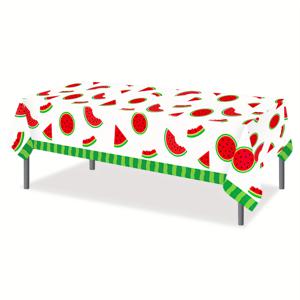 TEMU 1개 생동감 넘치는 카툰 수박 프린트 테이블보 130x220cm - 고품질 PE 일회용 테이블보, 여름 생일파티, 야외 피크닉, 바베큐 & 풀사이드 이벤트용 - 내구성 강한 쉬운 세척 파티 데코, 수박 장식, 필수 아이템, 축제 스타일, 튼튼 소재, BBQ 호스트용
