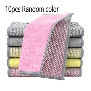 TEMU 10개 업그레이드된 이중면 스테인레스 스틸 메쉬 청소 천 - 이중층 디자인, 쉽게 청소, 혼합 색상 (분홍색, 회색, 노란색, 녹색) - 재사용 가능한 주방 스크러버, 주방용품, 싱크대, 식기 및 스토브용, 주방용 식기 천|수세미