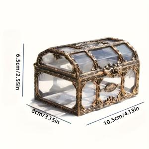 TEMU 고급스러운 청동 플라스틱 보석 상자, 세련된 장식 디자인, 보안 잠금 장치 및 서랍 - 반지, 목걸이, 동전, 사탕을 위한 다목적 정리함 - 예술 및 공예 애호가를 위한 이상적인 선물, 크리스마스, 할로윈, 한카, 보석 보관함 | 장식 상자 | 내구성 있는 플라스틱, 보석 상자