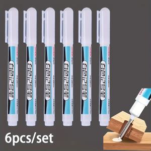 TEMU 6팩 헤비듀티 연장형 롱헤드 마커 펜 - 대용량 잉크 탱크, 0.7mm 팁 - 건축, 목공, 그래픽 디자인, 예술용 - 나무, 유리, 금속, 인조 가죽 호환 가능 - DIY 프로젝트, 전문 및 공사 현장, 목공 표시, 세련된 디자인, 내구성 있는 펜, 정밀한 마킹, 공예 애호가에게 이상적
