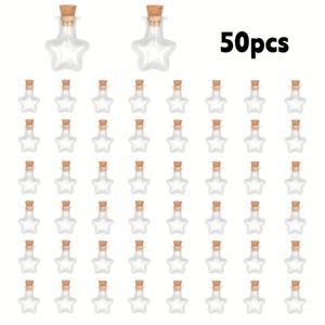 TEMU 50개 소형 미니 유리병 코르크 스토퍼 세트 - 크리스마스, 결혼식, 생일 파티, 홈 데코레이션용 귀여운 별 모양 걸이 병 DIY 선물용 유리병, 크리스마스 선물 추천