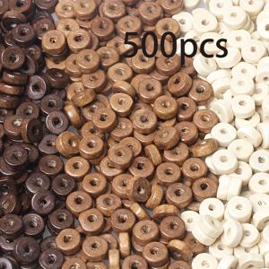 TEMU 500개 천연 나무 스페이서 비즈 - 8mm 플랫 라운드 브라운, 주얼리 만들기, 스크랩북킹, 홈 데코용 - DIY 프로젝트 대량 공예 비즈, 끈, 트윈, 리본 호환 가능, 매끄러운 질감, 광택 마감, 공예 애호가를 위한