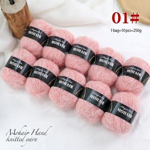 TEMU 10팩, 알파카 모헤어 실 - 250g 긴털 마호가니색 부드러운 이불솜처럼 느슨한 섬유로 스웨터/목도리/모자/상의 DIY 옷감용 (다양한 컬러)|뜨개실