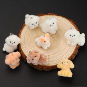 TEMU 8개 귀여운 플로킹 강아지 참, DIY 액세서리 제작 및 장식용 - 폰 스트랩, 가방, 목걸이용 시크한 카툰 스타일 소프트 플러시 강아지 귀걸이