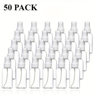 TEMU 50개 30ml 1oz 투명 플라스틱 미스트 스프레이 병 - 향수, 에센셜 오일 및 스킨케어용 리필 가능 여행용 용기, 흰색 캡이 있는 방수 디자인, 컴팩트하고 휴대하기 쉬운 휴대용 향수 리필 가능, 슬림한 병 디자인, 투명 컨테이너