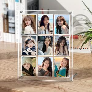 TEMU K팝 아이돌 카드용 현대적인 사각 프레임과 홈 데코를 위한 음악 테마의 홈 데코, 음악 룸 장식, 자매 사진 프레임, 최고 친구 사진 프레임, 벽에 걸 수 있는 아크릴 사진 디스플레이 스탠드 9칸 - 자석 사진 프레임