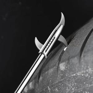 TEMU 1개 분리형 다기능 미끄럼방지 스크루드라이버 - 이중용도 타이어 청소 후크 & 정밀 긁개, 자동차 및 가정 수리에 적합한 오렌지색 손잡이|타이어