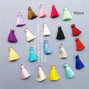 TEMU 30/50개 작은 타셀과 링이 달린 2.5cm 폴리에스테르 레이온 타셀 참스, 이어링 보호 스타일 장식 DIY 보석 제작 공예 용품