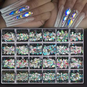 TEMU 24-그리드 네일 드릴 럭셔리 네일 세트, 다양한 모양 드릴 DIY 네일 드릴