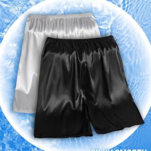TEMU 2pcs Icy Charm 남성용 화살표 프린트 반바지 - 실크 같은 폴리에스터, 여름에 통기성과 편안한 핏, 캐주얼한 옷과 잠옷, 편안한 핏 반바지 | 세련된 반바지 | 광택 있는 마감