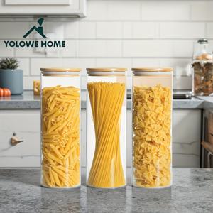 TEMU 1/2/3개; 2300ml/80oz 유리 식품 보관용기, 다양한 액체 배치용 투명 유리 병, 쿠키 병, 밀봉된 대나무 나무 뚜껑이 있는 식품 보관 용기; 대용량 밀봉 병, 파스타, 견과류, 밀가루, 곡물, 사탕, 쿠키, 오트밀, 다용도 액체 배치 병/식품 보관용기|트라이탄밀폐용기