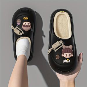 TEMU 여성용 귀여운 애니메이션 캐릭터 슬리퍼 - 플러시 플리스 안감 겨울 실내 하우스 슈즈, 미끄럼 방지 EVA 밑창, 부드럽고 따뜻한 슬립온 모카신 (손세탁 가능), 귀여운 슬리퍼, 사무실 신발, 장난기 넘치는 디자인, 실내 슬리퍼, 집 슬리퍼, 슬리퍼 실내, 실내화 여성, 룸슈즈, 겨울슬리퍼, 통굽슬리퍼, 실내화 슬리퍼|슬리퍼|샌들|여성샌들