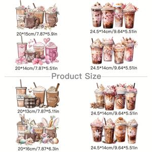 TEMU 8개 세트 귀여운 커피, , 밀크티, 라떼, 모카, 카푸치노, 말차, 버블티 - 하트, 꽃, 컵 디자인의 열전달 아이언온 스티커 - 파스텔 컬러 (갈색, 베이지, 흰색, 검정, 골드, 갈색) - DIY 패브릭 데칼, 티셔츠, 청바지, 가방, 모자, 부활절, 발렌타인데이, 생일 파티 장식용 - 커피 애호가와 디저트 팬을 위한 완벽한 선물