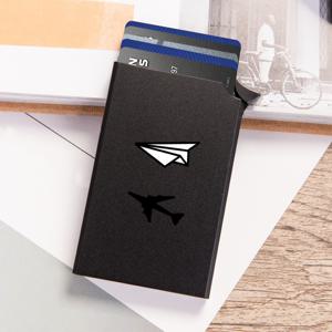 TEMU 알루미늄 합금 명함 홀더, 슬림 방범 RFID 차단 지갑, 팝업 카드 케이스 및 사랑스러운 비행기 디자인, 남성 및 여성용|명함지갑
