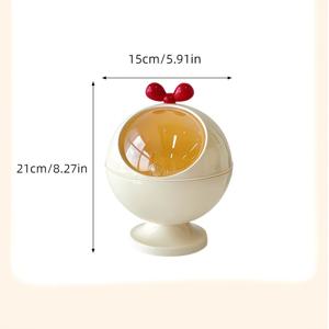 TEMU 1개 귀여운 크리미 화이트 라운드 데스크탑 정리함 뚜껑 포함 - 커피, 차, 간식용 투명 플라스틱 보관함 - 거실, 사무실, 바 카운터 디스플레이에 이상적, 커피 바 액세서리