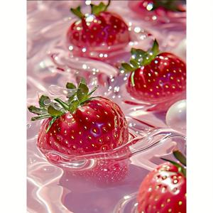 TEMU 5D 페인팅 키트, 딸기 디자인, 30x40cm 무테 풀 서클 아트 세트, 초보자 및 공예 애호가를 위한 핸드 페인팅, 벽 장식에 이상적, 완벽한 휴일 선물