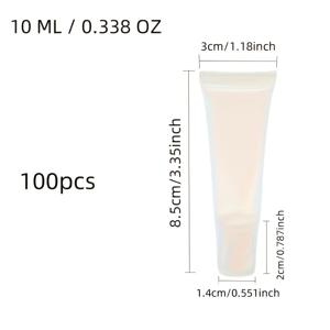 TEMU 100개 팩 리필 가능한 립 컬러 튜브 - 0.34oz 투명한 소프트 스위즈 컨테이너 DIY 립스틱, 글리터 및 향수 오일용 - 무향 화장품 액세서리, 플라스틱 소재