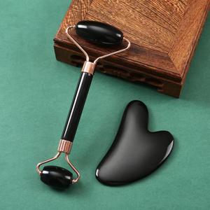 TEMU 2개 세트 얼굴 마사지 롤러 및 과샤 도구 세트 - 듀얼 헤드 & 하트 모양 스크레이퍼, 휴대용 수동 얼굴 & 몸 마사지기, ABS, 충전 불필요, 배터리 없음, 피부 관리 및 릴랙션용, 모든 성별에 적합