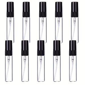 TEMU 블랙 스프레이 노즐이 있는 10개입 2ml/3ml/5ml 유리 향수 스프레이 병 - PVC 프리 미니 리필 가능한 여행용 크기의 에센셜 오일, 콜로뉴, 향수를 위한 방수 나사형 유리 용기