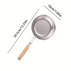 TEMU 1pc 스테인레스 스틸 스트레이너, 나무 손잡이가 달린, 채소, 음식, 면을 배수하는 데 이상적, 요리 및 식사용 201 스테인레스 스틸 메쉬 필터, 식탁 필수품 | 현대 주방 용품 | 내구성 있는 구조, 채소 스트레이너