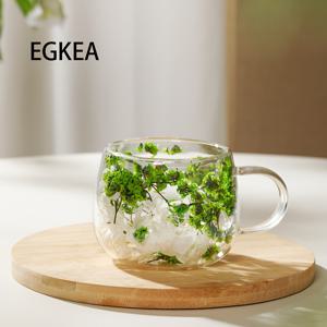 TEMU 단품 팩 - 150ml 유리 화병 커피컵 세트 - 수제 이중층 유리잔, 휴일 선물에 이상적 - 집과 사무실 장식용, 투명 유리 커피컵, 여자친구나 남자친구에게 완벽한 선물, 손잡이가 있는 소형 컵