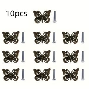 TEMU 12개 빈티지 나비 서랍 손잡이 - 사각 아연 합금, 골동품 마감과 천공 디자인, 드레싱 테이블, 옷장, 보석 상자 및 장식 캐비닛용 마운팅 나사 포함, 드레싱 테이블 손잡이 | 장식용 서랍 손잡이 | 아연 합금 손잡이, 드레서 손잡이