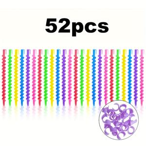 TEMU 52/78개 롱 헤어 스파이럴 컬링 로드, 이온 퍼머 헤어 도구, DIY 헤어 디자인 컬링 로드, 랜덤 색상, 자연스러운 머리용 스파이럴 펌 로드, 미용실 살롱 헤어 퍼머 도구