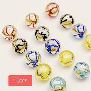 TEMU 12mm 수제 휘어진 이중톤 라운드 유리 비즈 - 팔찌와 목걸이 제작용 DIY 보석 공급품, 패스트 컬러, 여름 크래프트에 완벽한 보석 공급품| 휘어진 비즈 디자인| 광택 마감