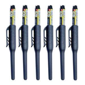 TEMU 6pcs 45mm 긴니브 마킹 펜, 깊은 구멍용, 빠르게 건조되는 방수 오일기반 잉크 - 블랙, 블루, 레드 잉크, 펜 슬리브 스케일 디자인, DIY 공예 - 중간 포인트, 목재, 플라스틱, 유리, 금속, 세라믹, 인조 가죽, 건설 도구, 목공 도구, 건설, 욕실 설치, 장식 고정 및 목재 마킹에 적합, 내구성이 뛰어난 PPSU 플라스틱으로 제작