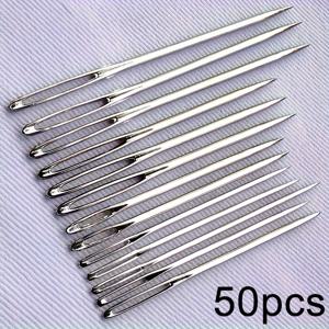 TEMU 대형 눈 손바느질 바늘 세트 - 실버, 크로스 스티치, 인조 가죽 및 리본 자수용, 두꺼운 울실에 적합|십자수