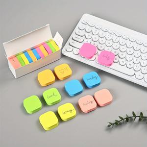 TEMU 1200개 미니 스티키 노트 3.8cmX3.8cm 6색 귀여운 사각형 원형 인덱스 카드 라벨 마커 종이 사무실 및 공부용 스테이션러리 노트북, 리마인더 북, 스티커, 종이, 사무용품
