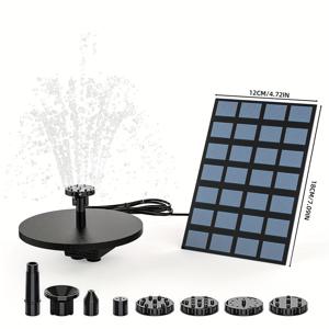 TEMU 1개, 야외용 DIY 태양광 펌프 키트, 6개의 노즐 포함 1.5W/2.5W 솔라 분수펌프, 새 목욕대, 연못, 정원 및 수족관에 적합