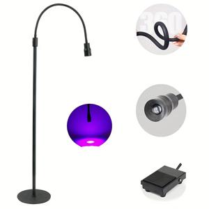 TEMU 5W LED 바닥 램프, 발 스위치가 있는 눈썹용, 사용하기 쉽고, 눈썹 연장용 접착제와 손톱 젤을 치료하는 데 사용됩니다. 조절 가능한 램프 헤드, 395Nm의 빛 파장으로.|젤네일
