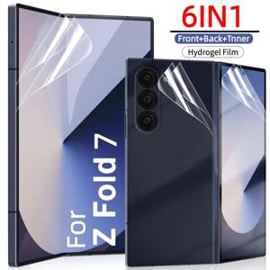 TEMU [6 IN 1] 2PCS 내부 스크린 보호필름 + 2PCS 외부 스크린 보호필름 + 2PCS 후면 HD 하이드로겔 필름 풀커버 for Samsung Fold 7/6/5/4/3 전용 - 스크래치 방지, 기포 없음, 터치 감도 우수, 지문 방지 휴대폰 액세서리