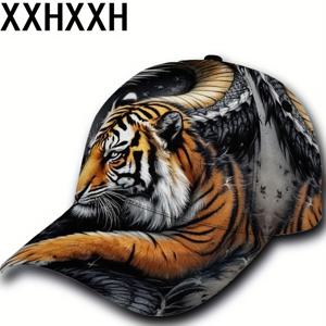 TEMU 1pc 조절 가능한 통기성 야구 모자, 용감한 호랑이와 용 디자인 - 야외 스포츠, 댄스, 스케이트보드 및 캐주얼 착용을 위한 가벼운, 스트레치되지 않는 직물 - 기계 세척 가능, 완벽한 크리스마스 및 할로윈 선물, 다용도 헤어웨어, 강력한 패턴 모자, 내구성 있는 헤어기어