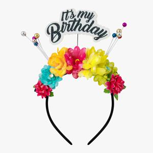 TEMU 반짝이는 라인스톤 꽃무늬 헤어밴드 - 귀여운 꽃 디자인, 생일 파티용 머리끈, 전원 필요 없음, 완벽한 생일 선물 및 축하 헤어 액세서리, 장난기 있는 헤어피스
