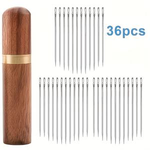 TEMU 36개 수제 바늘 세트, 노인용 손바느질 핀, 가죽 바느질용 핸드 니들, DIY 홈 크래프트 용품 - 바늘 보관 병 포함