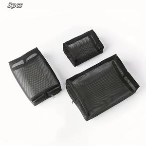 TEMU 3/6개 세트 메이크업 파우치 - 가볍고 내구성 있는 고정 지퍼 여행용 수납백, 다기능 메쉬 빨래망 및 심플 지퍼 보관백, 화장품 정리에 적합, 선물로도 완벽