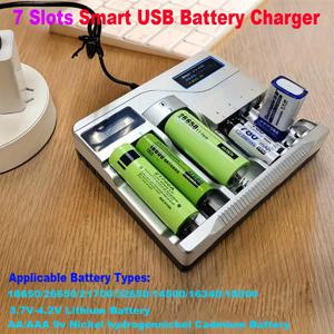TEMU 7슬롯 멀티펑션 LCD 디스플레이 USB 스마트 배터리 충전기 Lii-PD4, 26650/21700/18650/18500/16340/14500/32650 리튬 배터리용 독립 충전, AA/AAA/9V 니켈수소 배터리 충전기(배터리 미포함), 리튬이온 배터리 충전기, Aa 재충전 가능 배터리, 배터리 충전 장치, Aa 충전기, 재충전 가능한 배터리