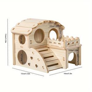 TEMU 햄스터용 목재 이중층 울타리 케이지, 그녀의 수면 공간을 장식하기에 완벽하며 DIY 침대에 적합합니다