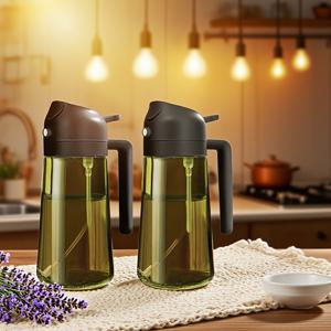 TEMU 2개 세트 다크 그린 올리브 오일 스프레이어, 16oz/470ml BPA 프리 식품용 스프레이 병 (빛 차단 디자인), 주방 요리, 에어프라이어, 야외 그릴링 & 샐러드 드레싱 – 모던한 주방 필수템, 컴팩트 오일 스프레이, 안전한 소재, 프로 셰프 및 아웃도어 그릴러를 위한 스타일리시 키친 도구|에어프라이어|오일스프레이