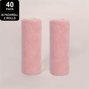 TEMU 40팩 핑크 소프트 청소 천 & 물티슈 롤 - 개별 포장, 재사용 가능 & 내구성 있는 다목적 주방, 욕실, 유리, 접시 천, 행주, 닦는 걸레 - 위생적, 부드럽고, 흡수력이 뛰어나며, 경제적인 핑크 & 화이트 디자인, 집, 침실, 거실, 화장실 및 주방 사용에 이상적 - 40롤 포함, 쉬운 보관 및 편리한 사용, 주방 물티슈|물티슈